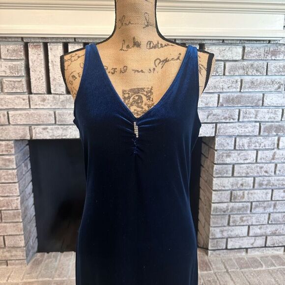 Vintage 90s Fashion Bug Velour Maxi Evening Dress Bolero Set Whimsy Blue Size 8 - Picture 10 of 16